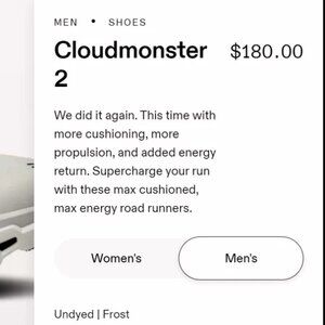 On Running Men's Size 14 - Cloudmonster 2 White Frost Retail $180
